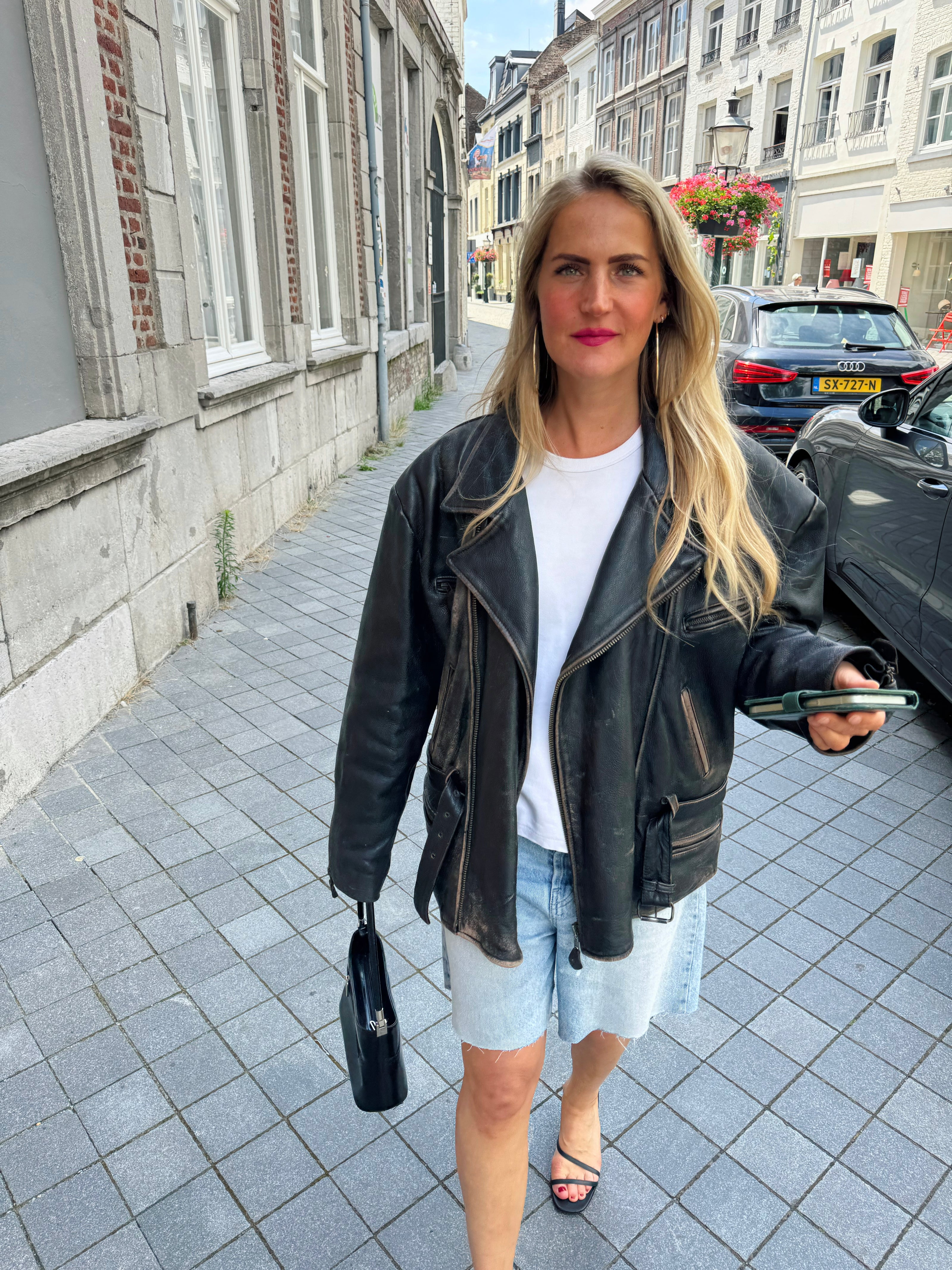 Oversized Leather Biker Jacket