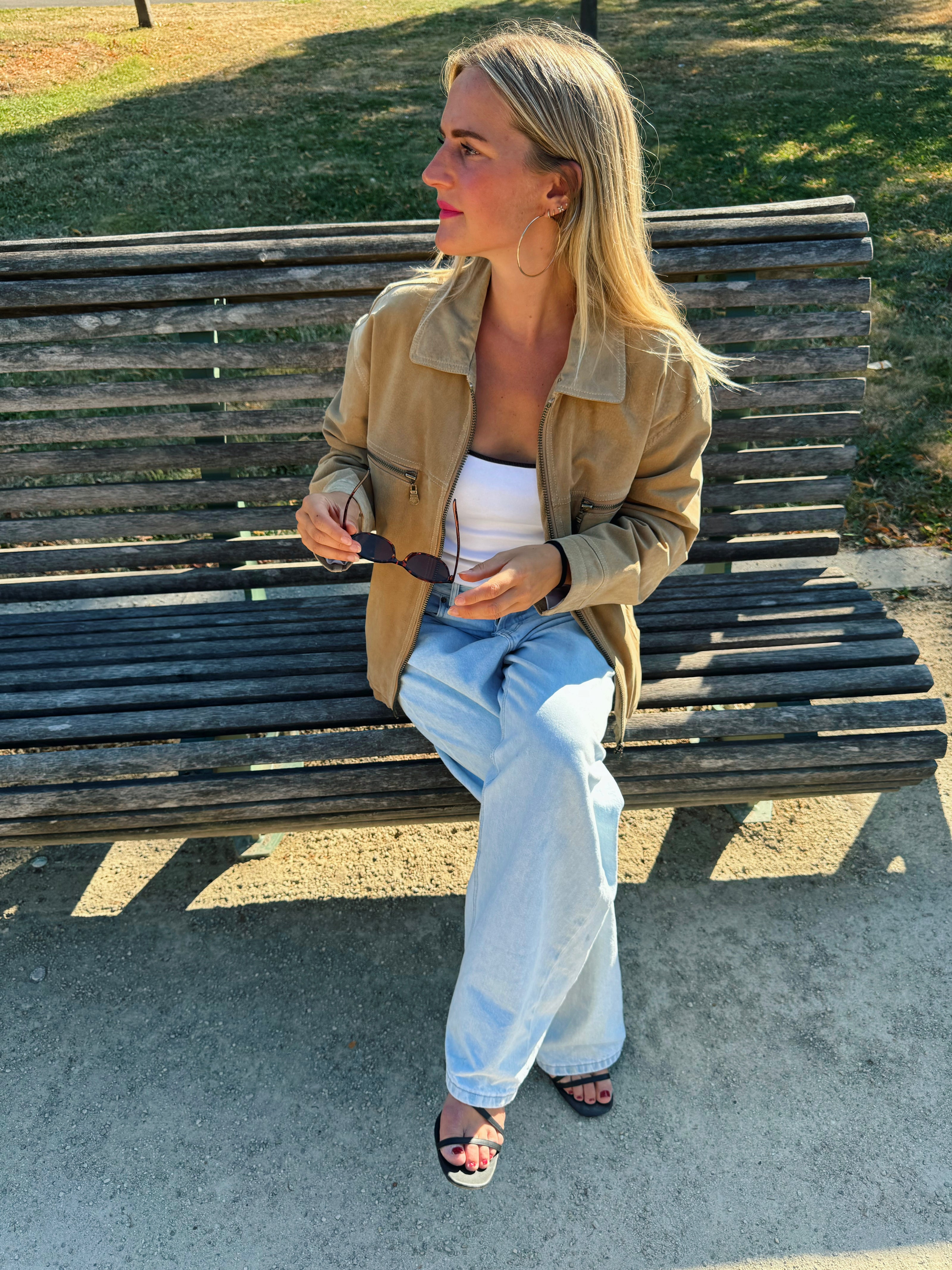 Oversized Beige Suede Jacket