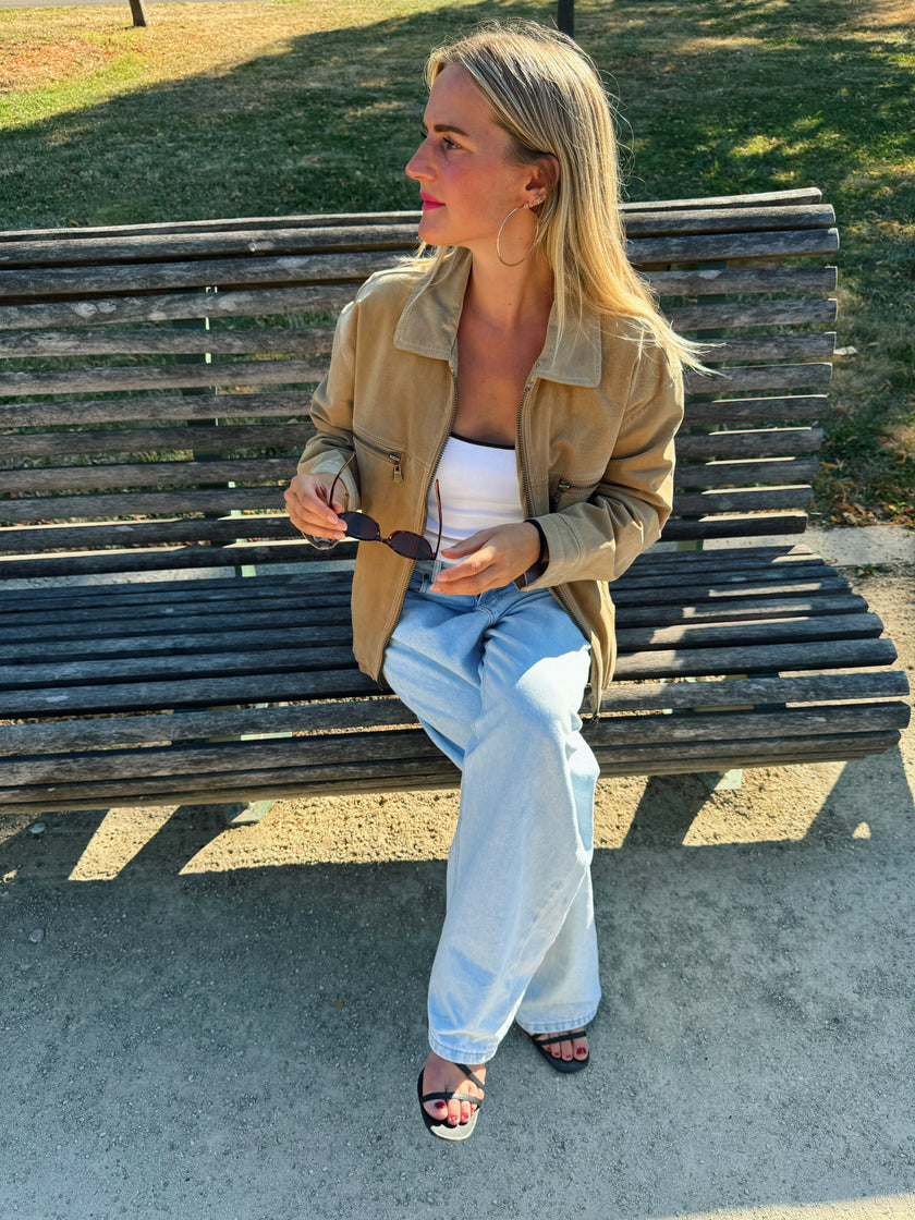 Oversized Beige Suede Jacket