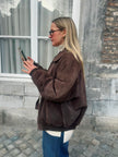 Oversized Suede Vintage Bomberjacket  Grey / Khaki Brown