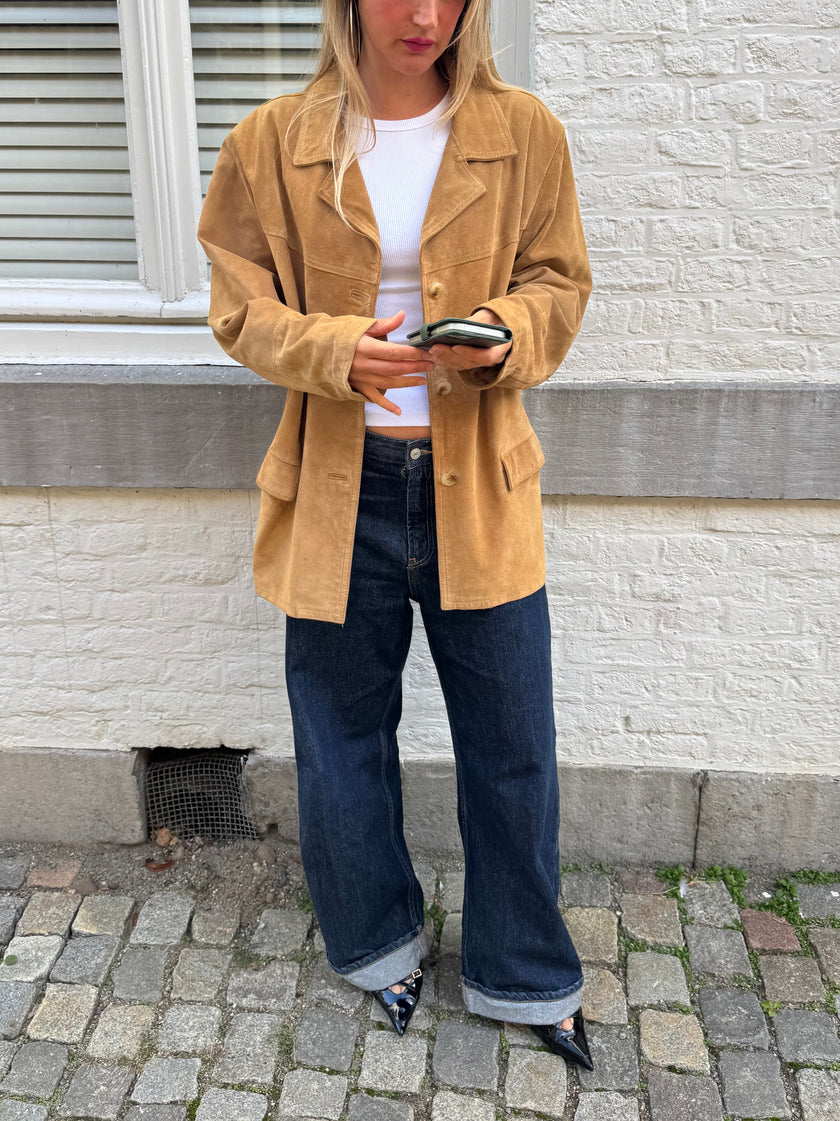 Beige Suede Vintage Coat