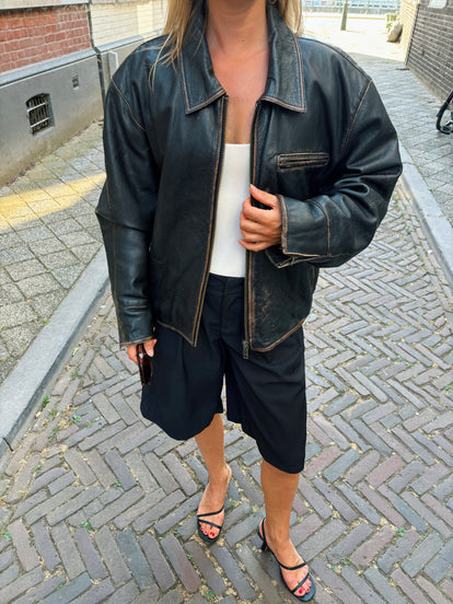 Bomboogie Worn Leather Moto Jacket