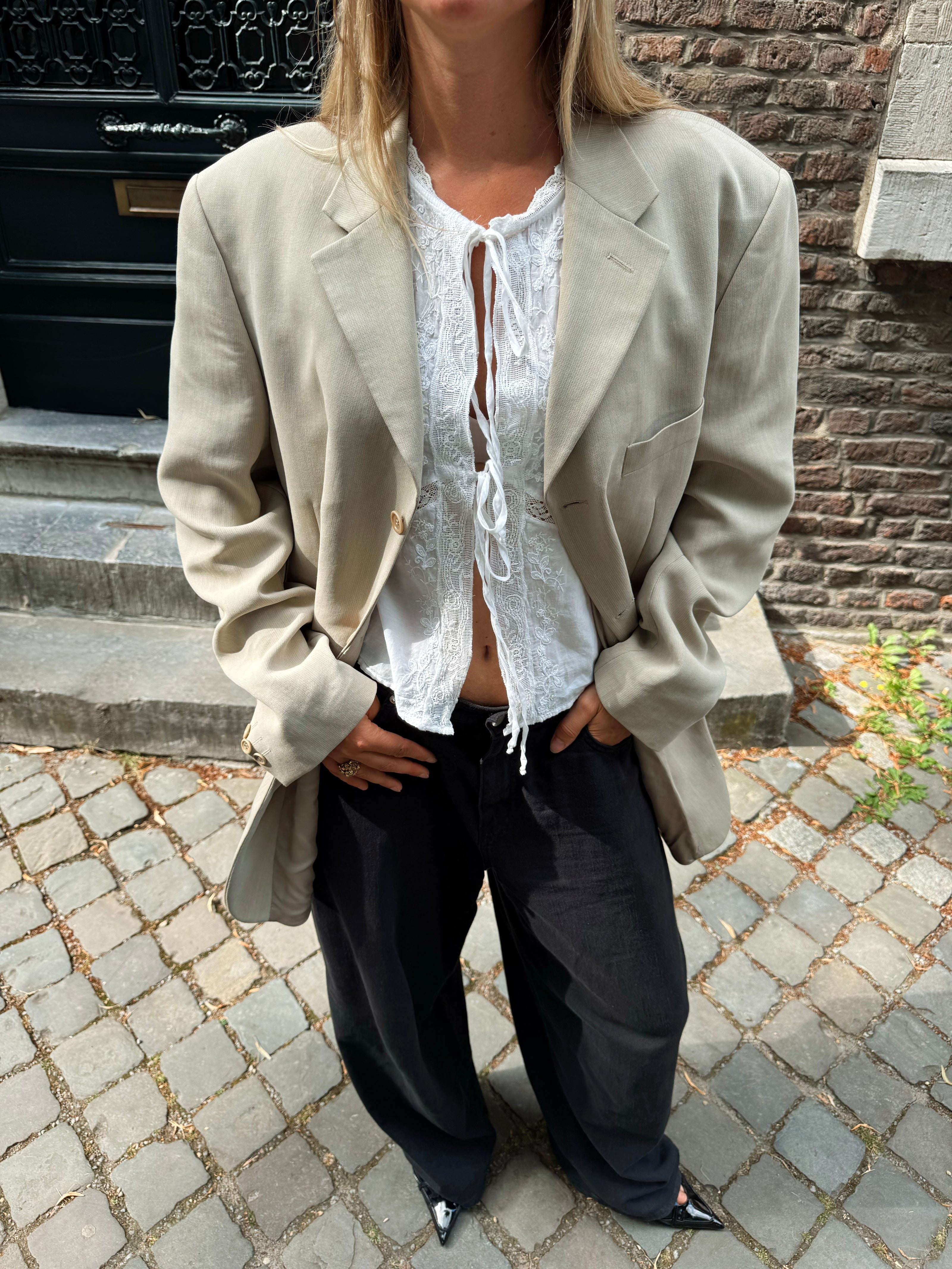 Taupe Beige Oversized Blazer