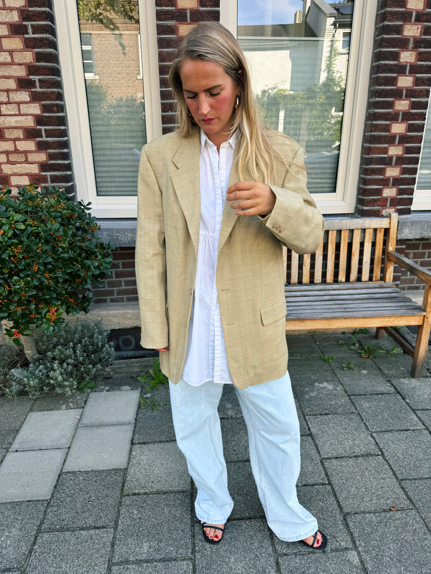 Beige Checked Vintage Blazer