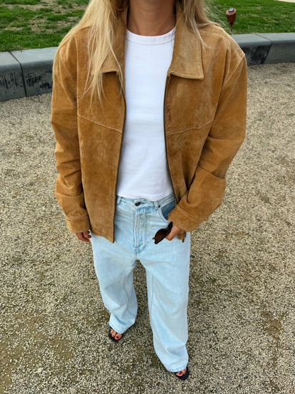 Beige Brown Camel Suede Vintage Jacket