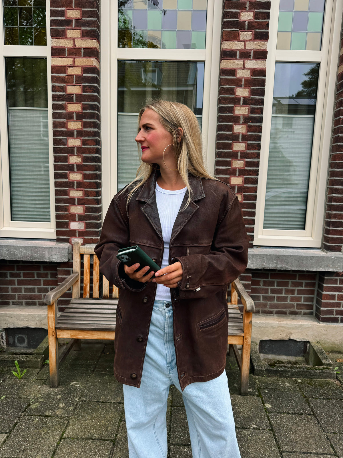 Oversized Oakwood Chestnut Brown Leather Jacket