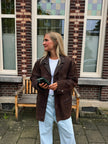 Oversized Oakwood Chestnut Brown Leather Jacket