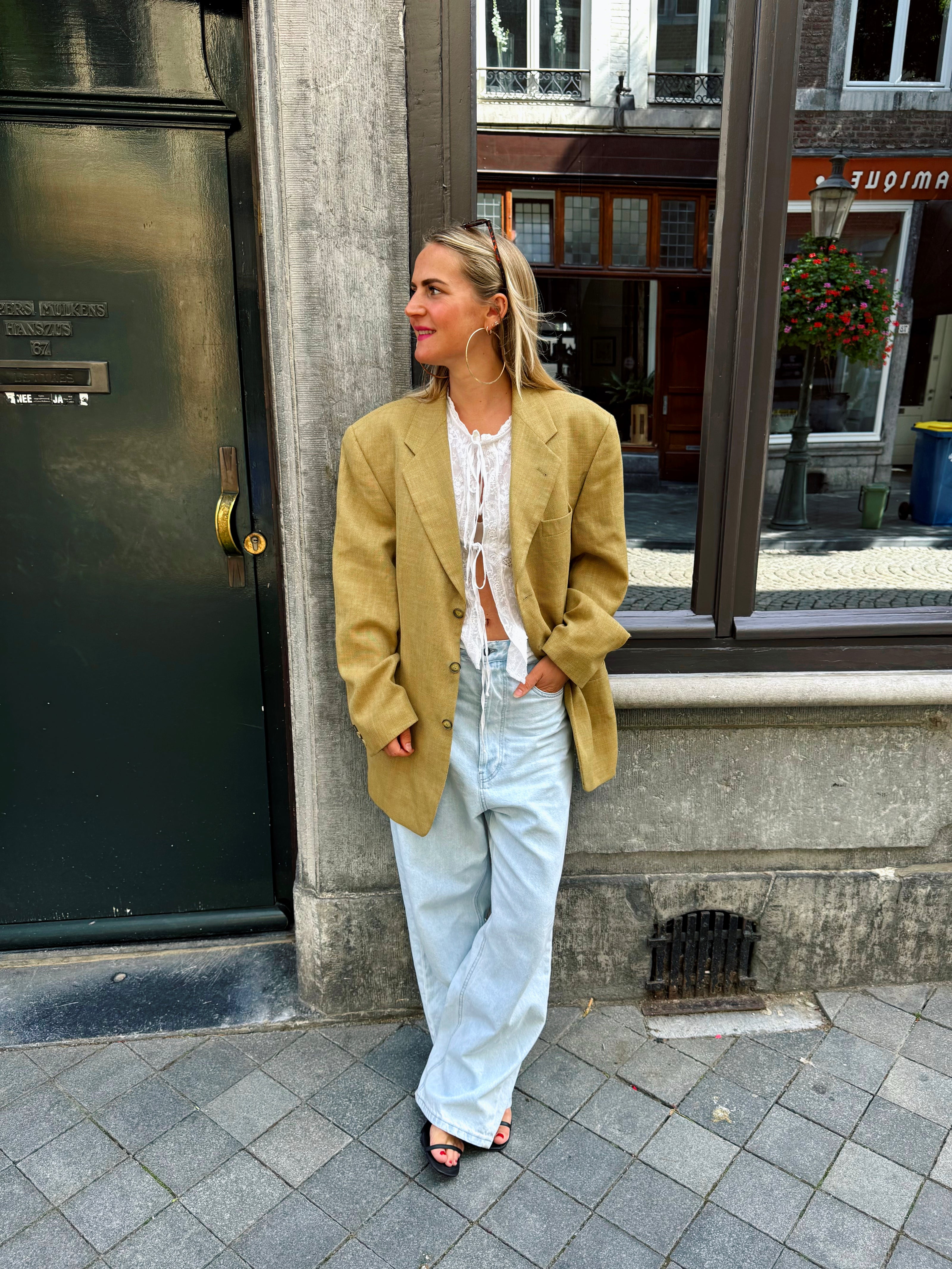 Yellow Beige Oversized Blazer