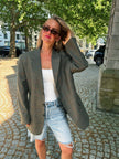 Grey/Dark Green Checked Oversized Blazer