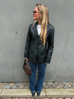 Fitted Black Leather Vintage Jacket