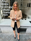 Oversized Light Beige Suede Vintage Blazer