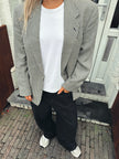 Brown & Crème Checked Oversized Blazer