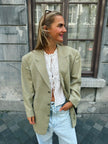 Light Grey Beige Checked Blazer