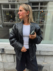 90s Black Leather Vintage Bomber Jacket