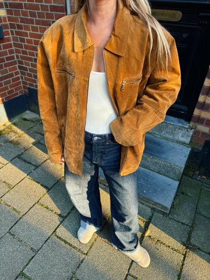 Camel Suede Oversized Jacket