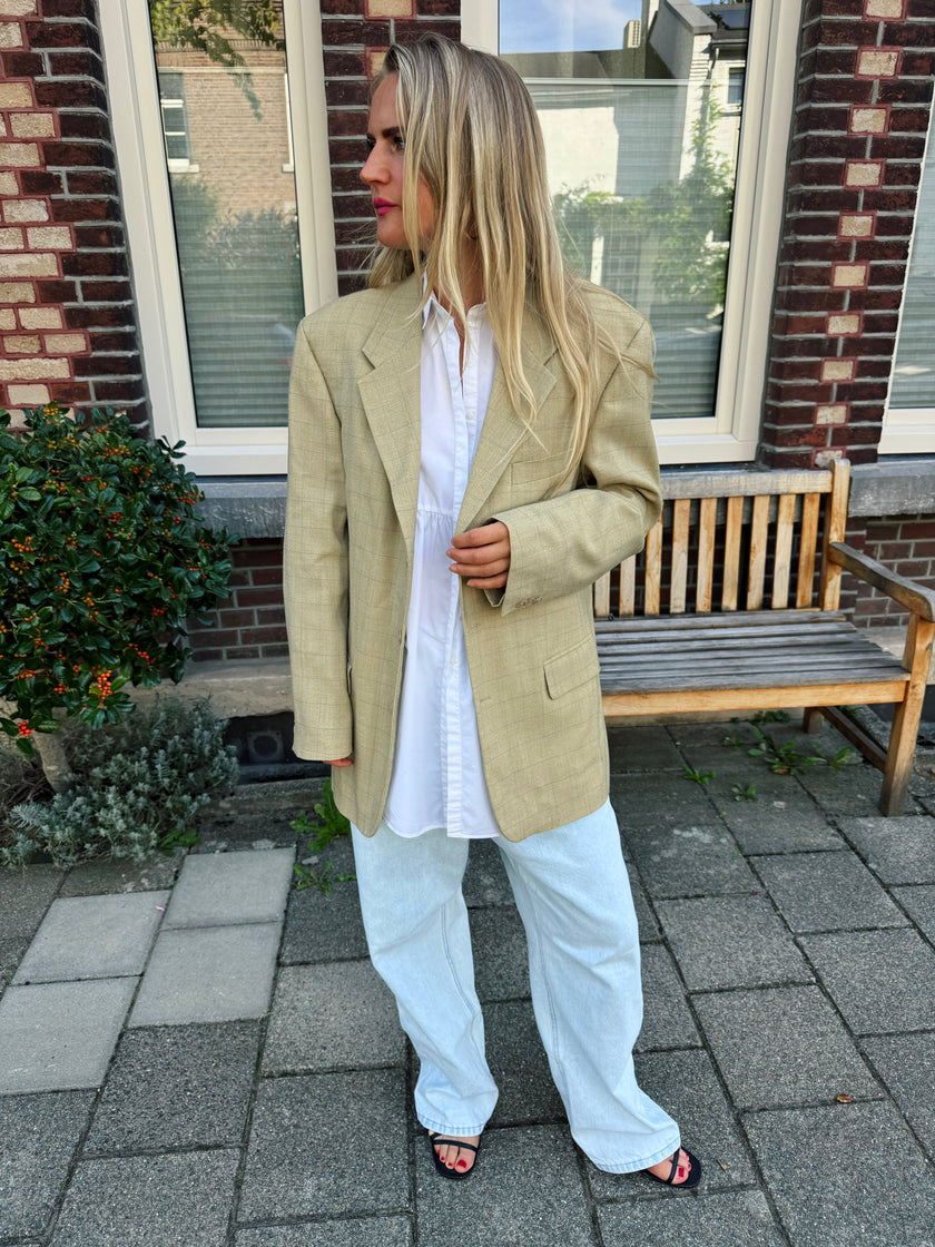 Beige Checked Vintage Blazer