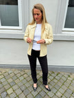 Fitted Light Beige 90s Vintage Leather Jacket
