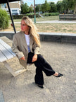 Grey Beige Checked Blazer