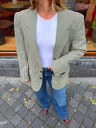 Dark Green Checked Oversized Blazer