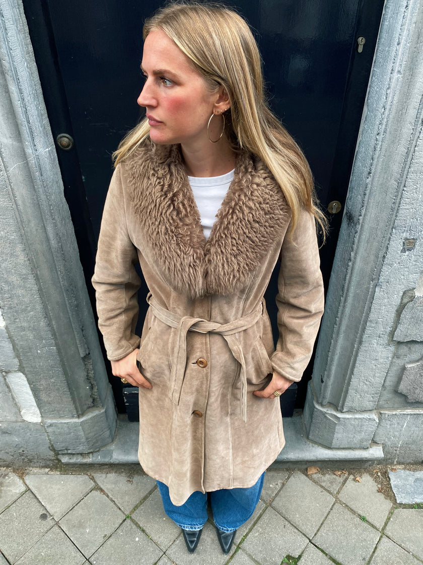 Grey Penny Lane Suede Vintage Coat