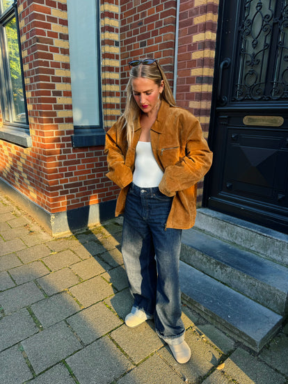 Camel Suede Oversized Jacket