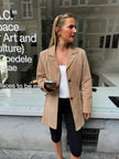 Oversized Light Beige Suede Vintage Blazer