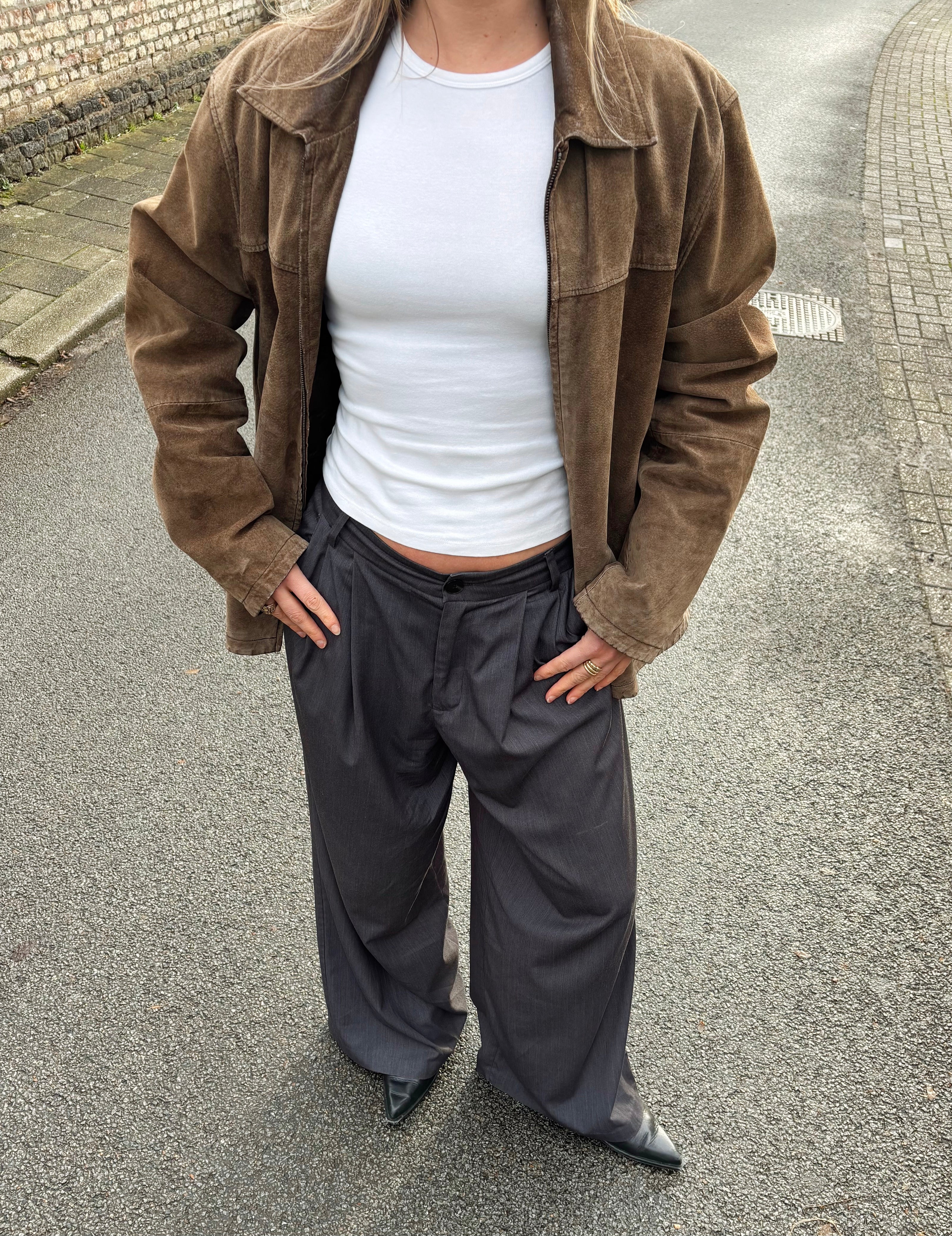 Super Oversized Vintage Suede Bomber Jacket