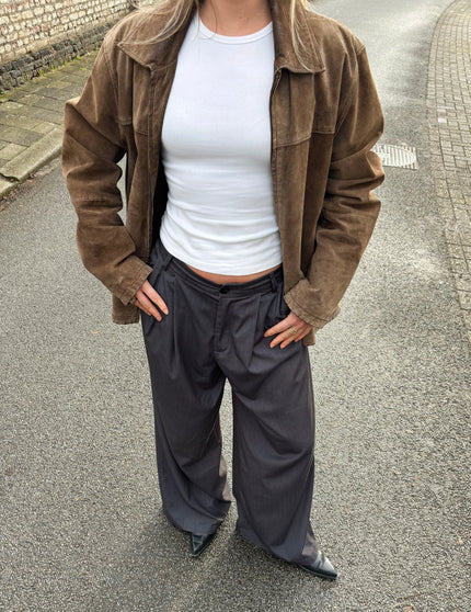 Super Oversized Vintage Suede Bomber Jacket