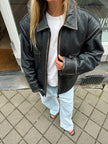 Bomboogie Worn Leather Bomber Jacket