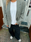 Brown & Crème Checked Oversized Blazer