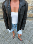 Oversized Dark Brown Leather Vintage Jacket