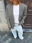 Grey Checked Oversized Blazer