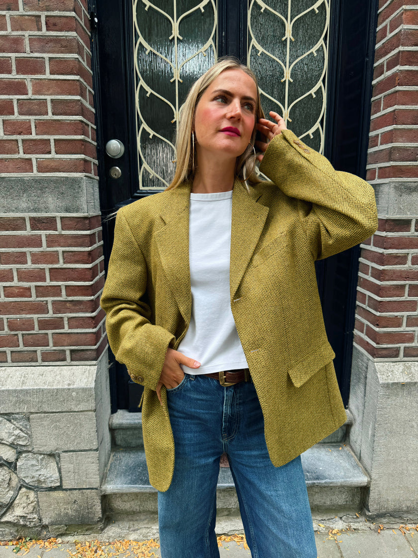 Yellow/Beige/Khaki Oversized Vintage Blazer