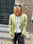 Mint green / beige checked oversized blazer