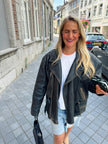 Oversized Leather Biker Jacket