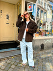 Oversized Dark Brown Suede “Dad” Jacket