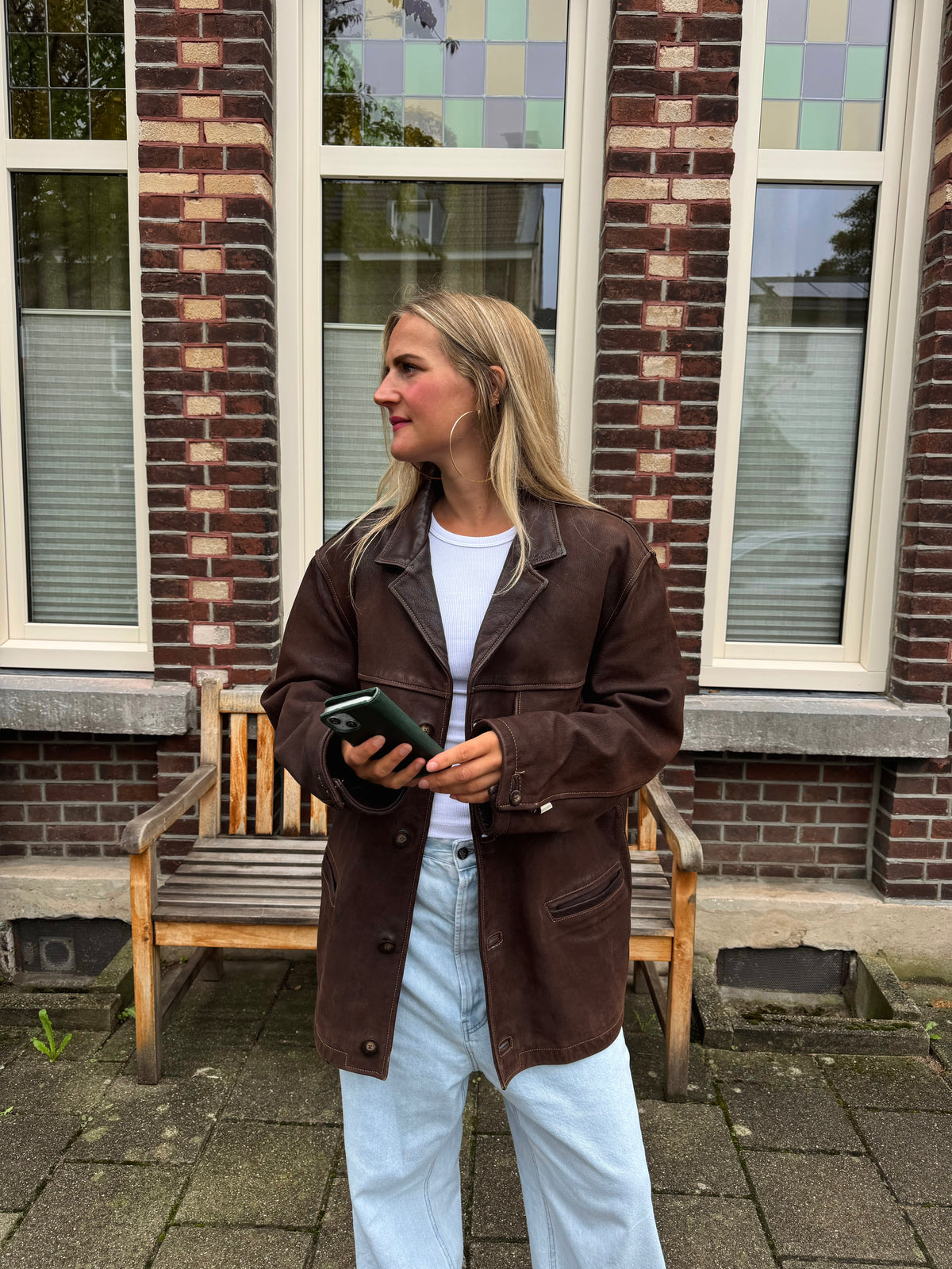 Oversized Oakwood Chestnut Brown Leather Jacket