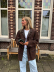 Oversized Oakwood Chestnut Brown Leather Jacket