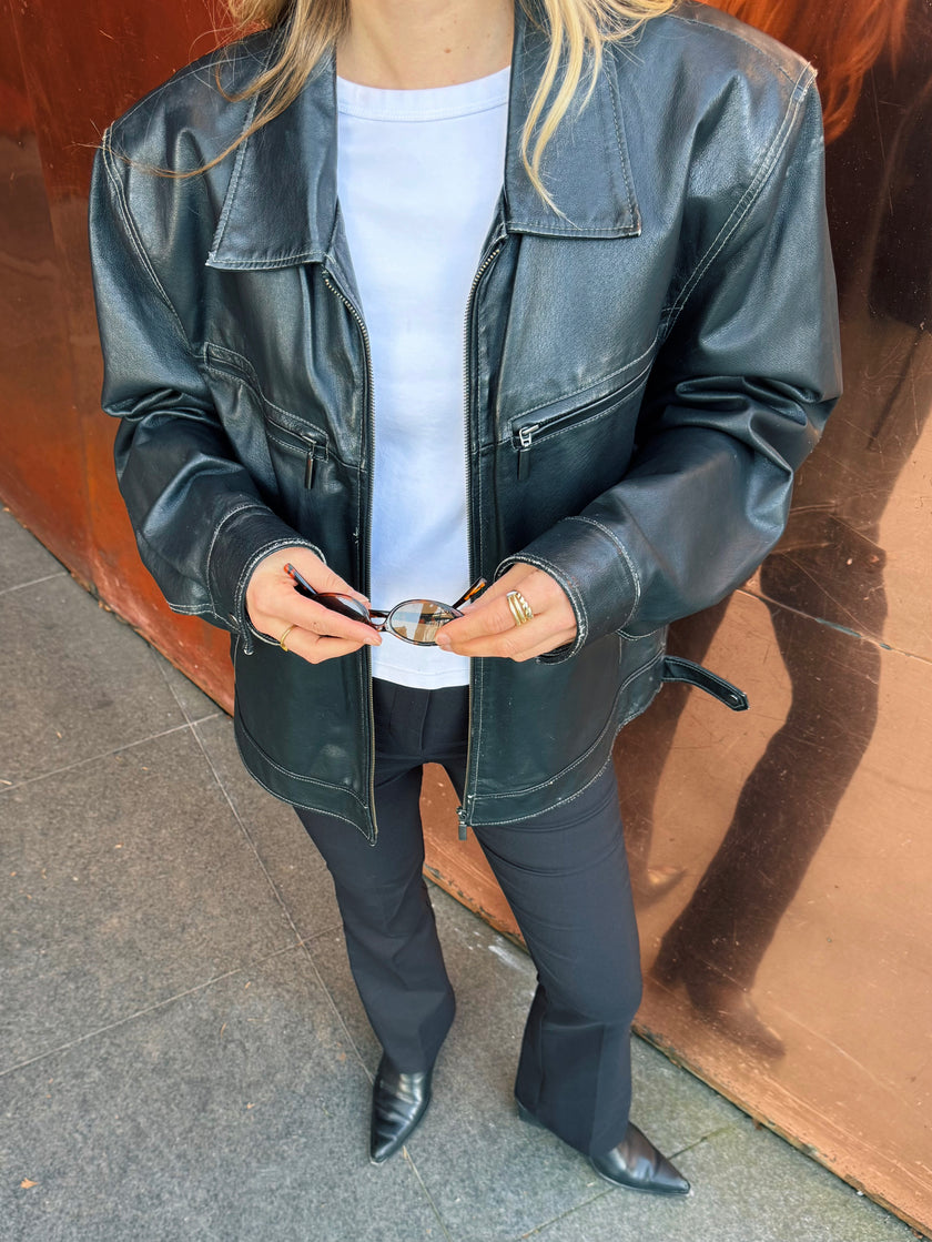Oversized Leather Bomber Jacket