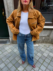 Beige Suede Oversized Jacket