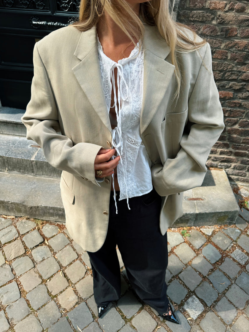 Taupe Beige Oversized Blazer