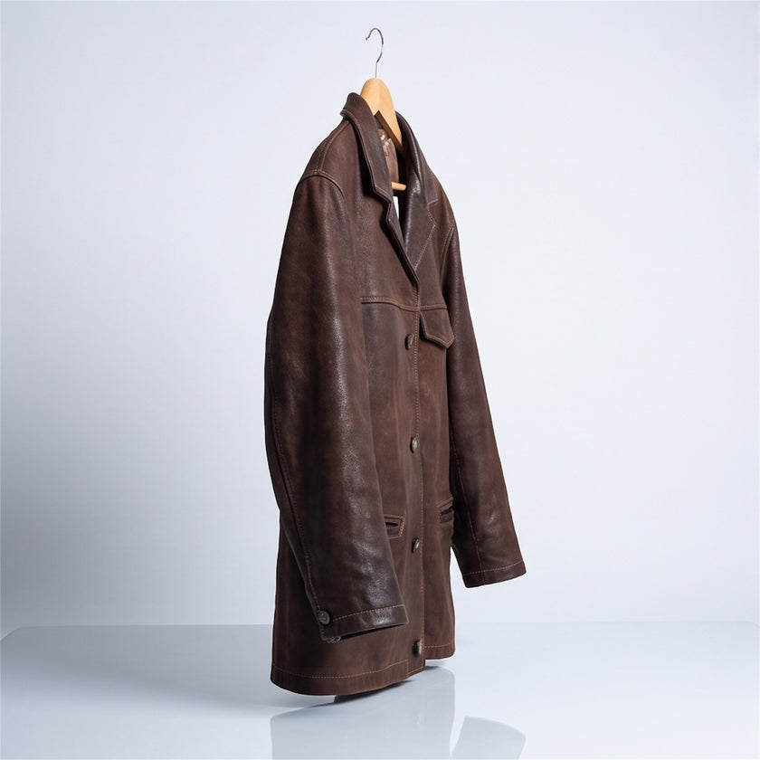 Oversized Oakwood Chestnut Brown Leather Jacket