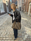 90s Black Leather Bomberjacket