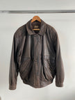 Dark Brown Oversized Leather Bomber Jacket, Vintage