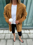 Golden Beige Suede Oversized Blazer