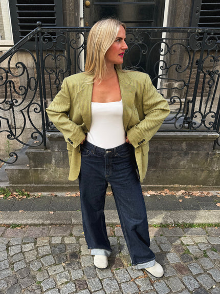 Khaki Green Checked Vintage Blazer