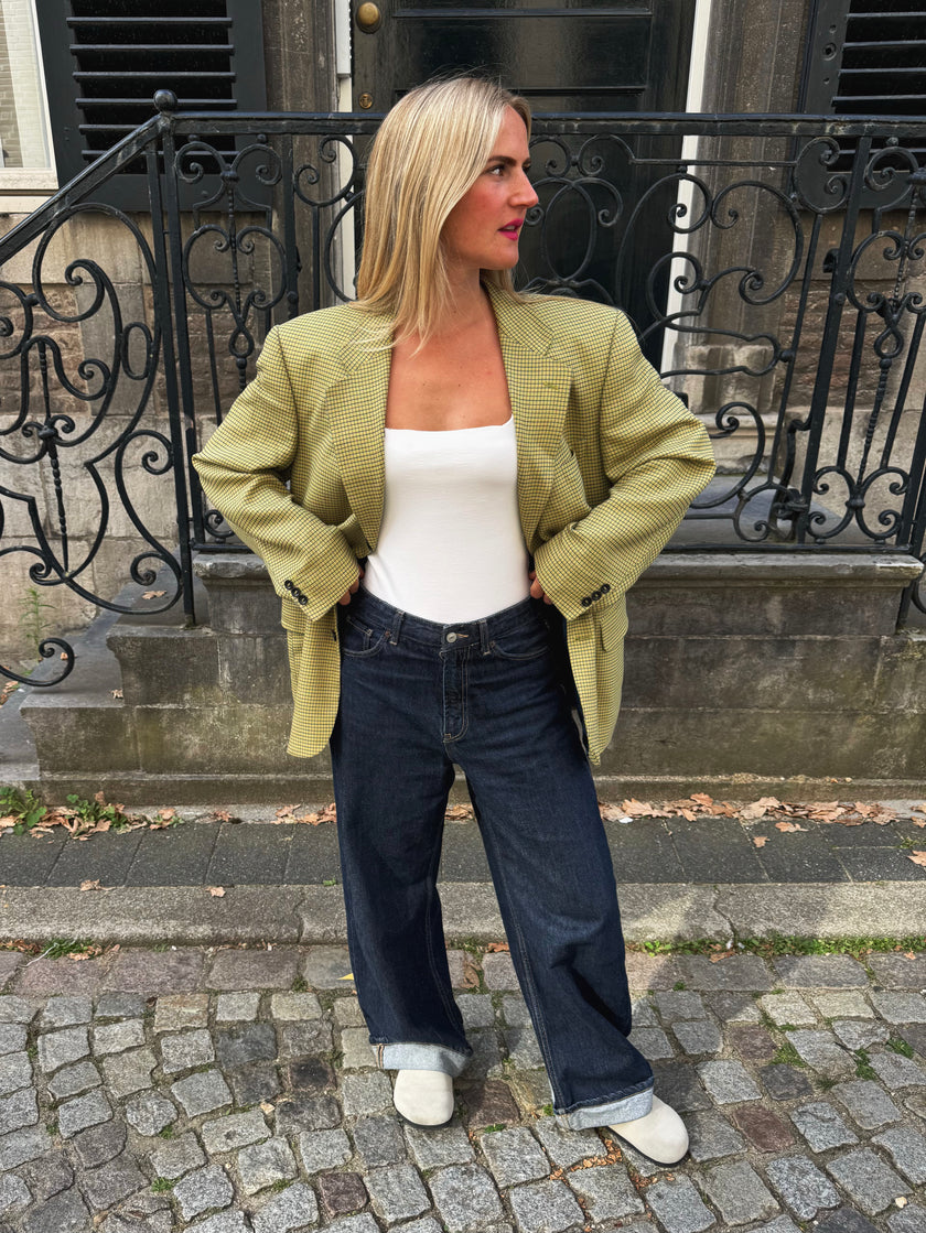 Khaki Green Checked Vintage Blazer