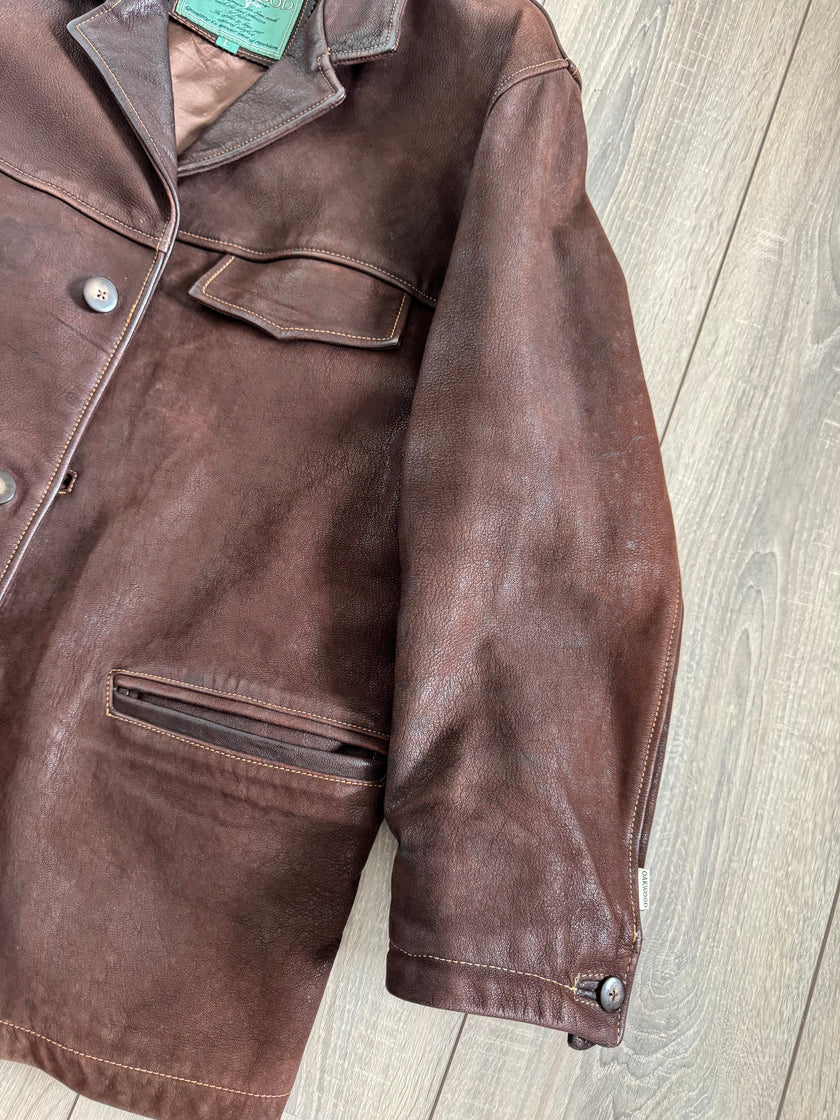 Oversized Oakwood Chestnut Brown Leather Jacket