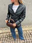 Fitted Black Leather Vintage Jacket