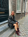 Dark Brown / Black Distressed Worn Oversized Leather Jacket